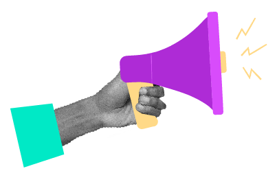 Une main qui tient un mégaphone